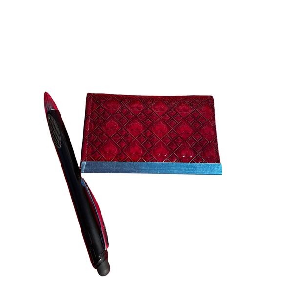 Red Hearts Retro Small New Card Wallet ID Card Holder Never used Deadstock - Picture 10 of 16